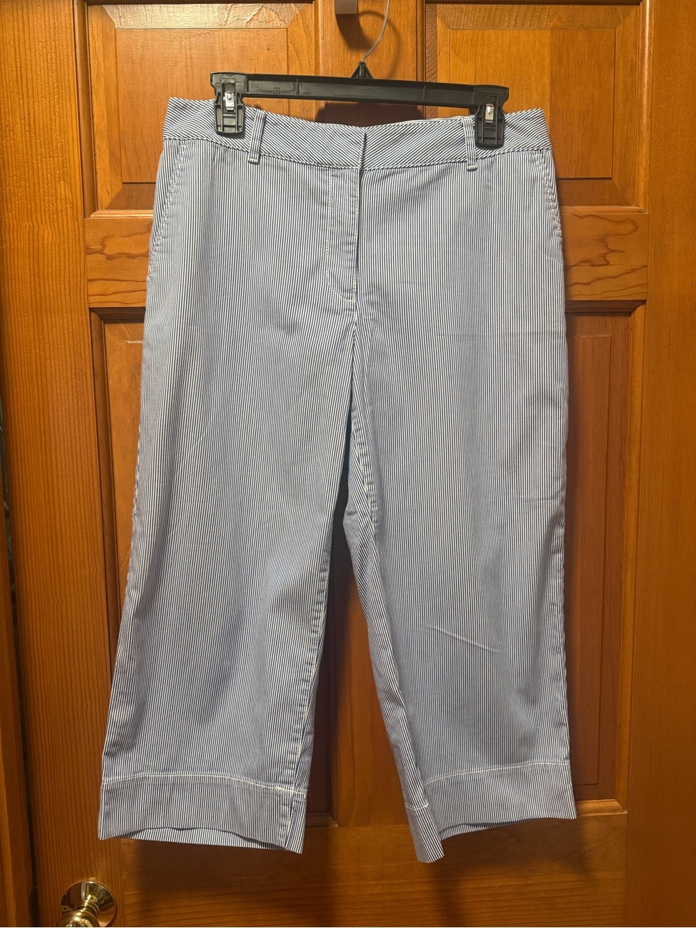 Talbots Wide Crop Blue and White Stripe Pants Size 8p